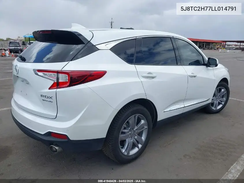 2020 Acura Rdx Advance Package VIN: 5J8TC2H77LL014791 Lot: 41948426
