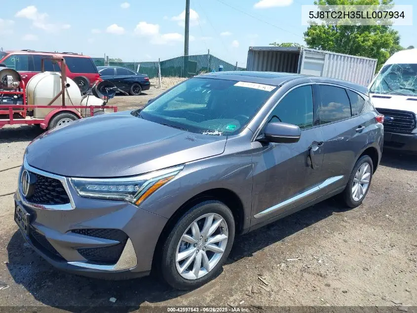 2020 Acura Rdx Standard VIN: 5J8TC2H35LL007934 Lot: 42597543