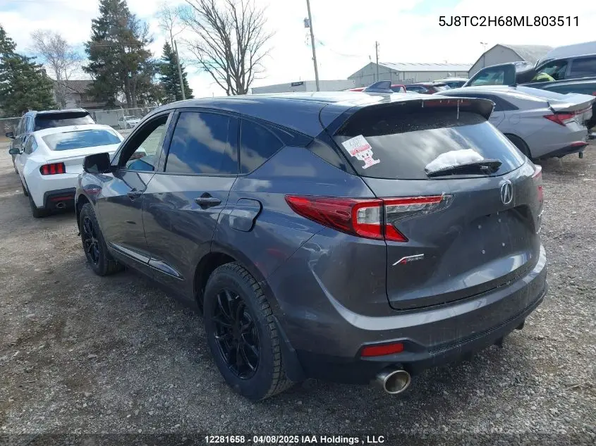 2021 Acura Rdx VIN: 5J8TC2H68ML803511 Lot: 12281658