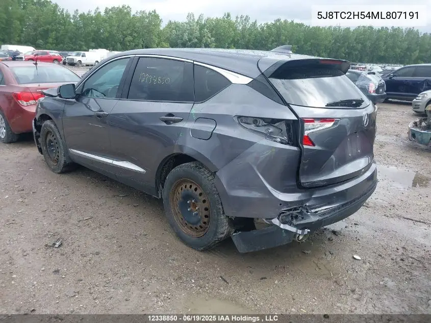 2021 Acura Rdx Technology VIN: 5J8TC2H54ML807191 Lot: 12338850