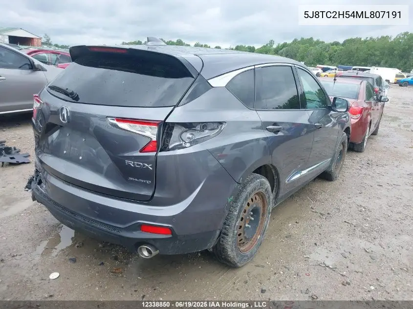 2021 Acura Rdx Technology VIN: 5J8TC2H54ML807191 Lot: 12338850