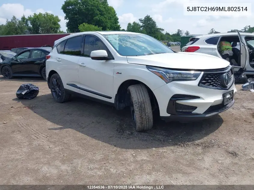 2021 Acura Rdx A-Spec VIN: 5J8TC2H69ML802514 Lot: 12354536