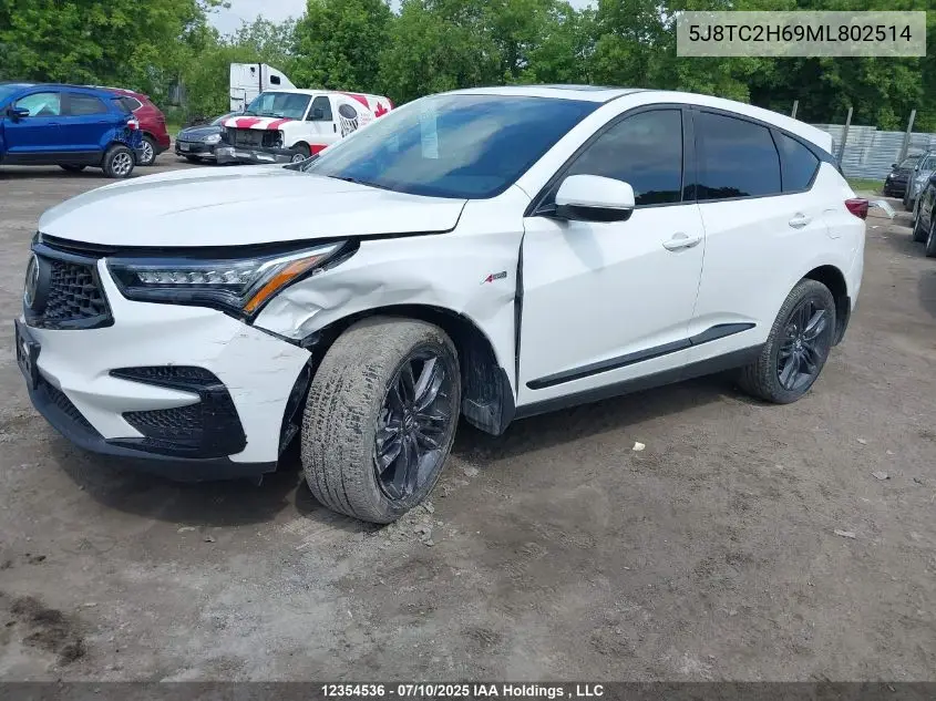 2021 Acura Rdx A-Spec VIN: 5J8TC2H69ML802514 Lot: 12354536