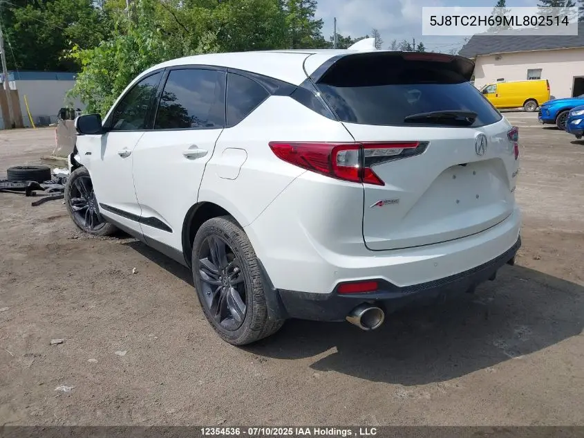 2021 Acura Rdx A-Spec VIN: 5J8TC2H69ML802514 Lot: 12354536