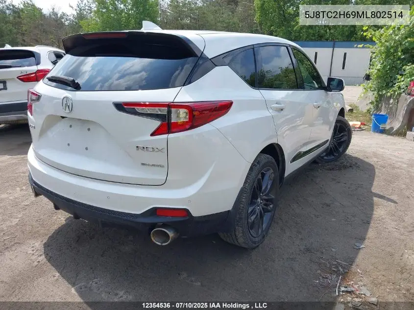 2021 Acura Rdx A-Spec VIN: 5J8TC2H69ML802514 Lot: 12354536