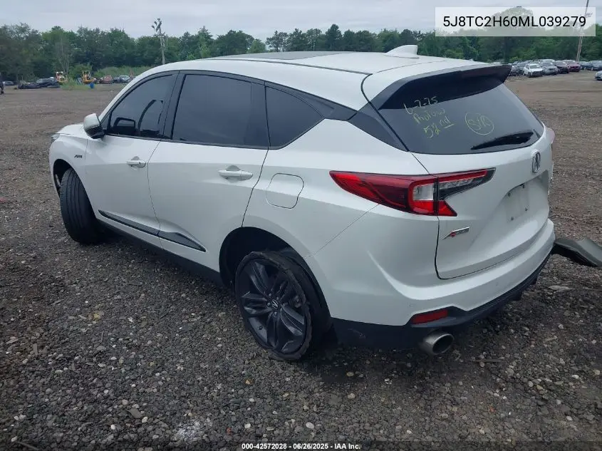 2021 Acura Rdx A-Spec Package VIN: 5J8TC2H60ML039279 Lot: 42572028