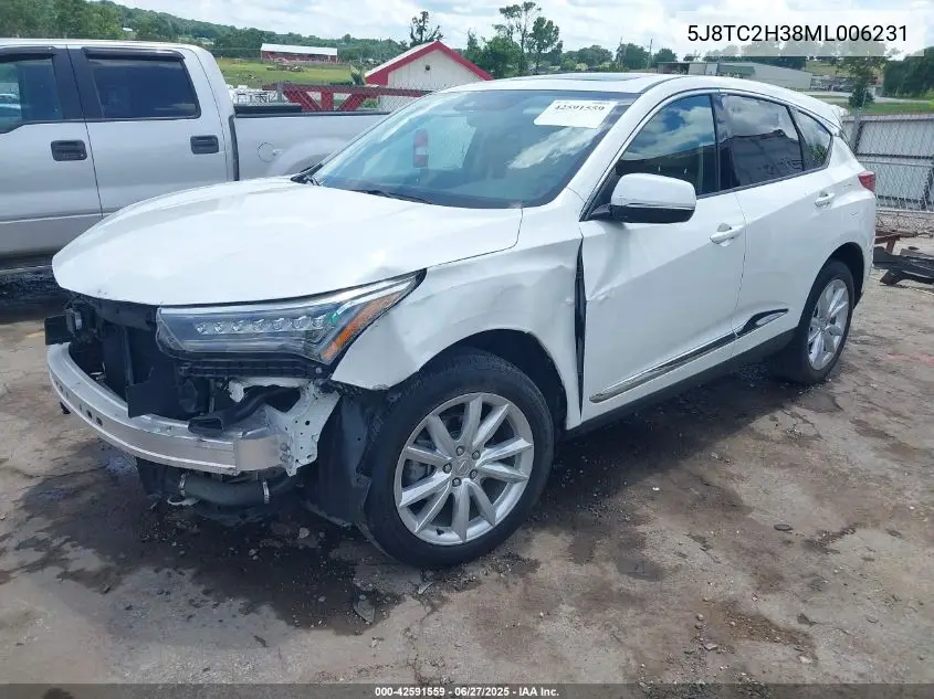 2021 Acura Rdx Standard VIN: 5J8TC2H38ML006231 Lot: 42591559