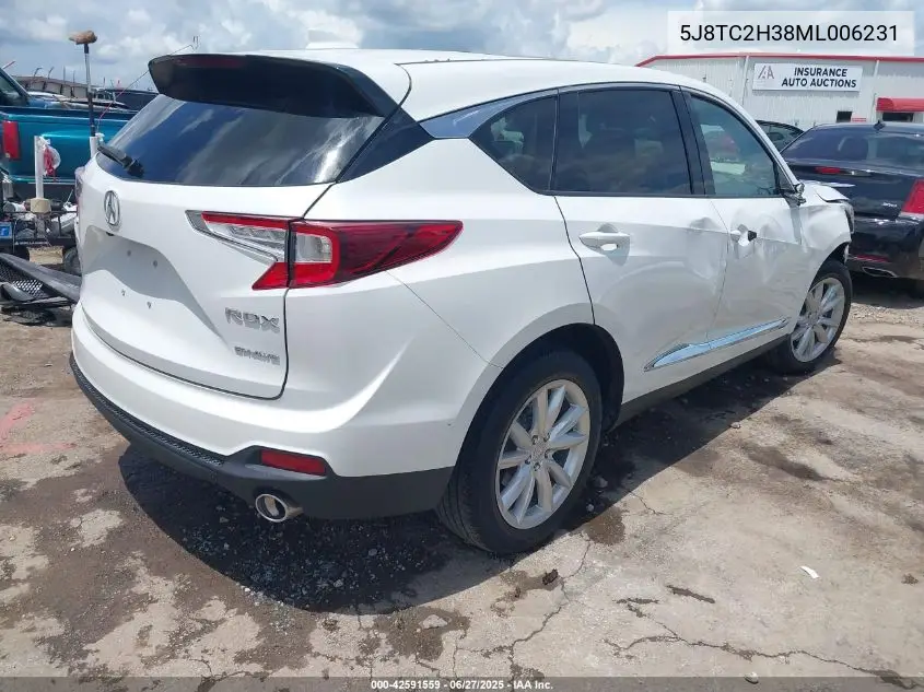 2021 Acura Rdx Standard VIN: 5J8TC2H38ML006231 Lot: 42591559