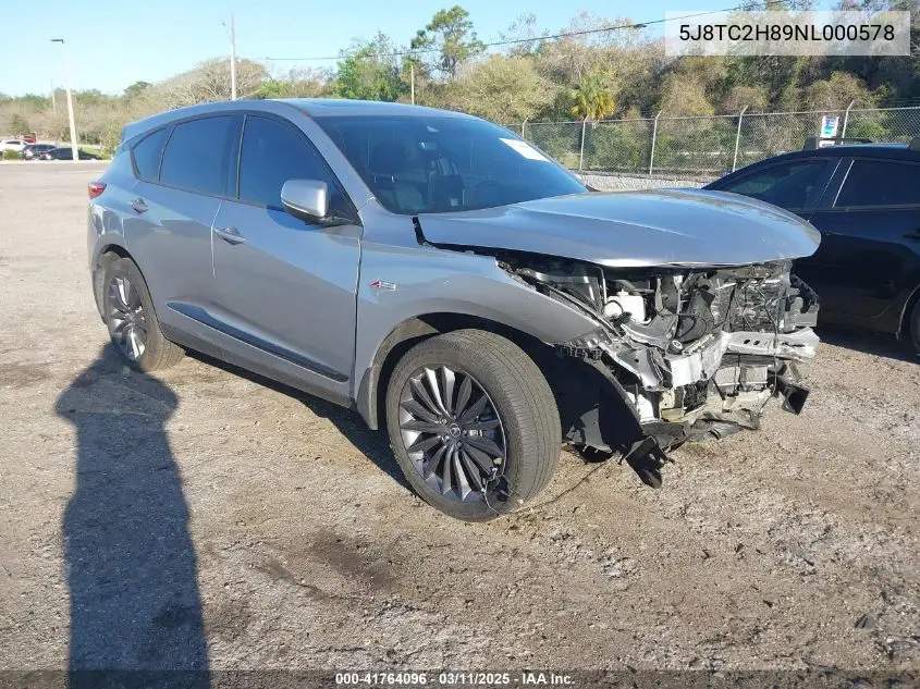 2022 Acura Rdx VIN: 5J8TC2H89NL000578 Lot: 41764096