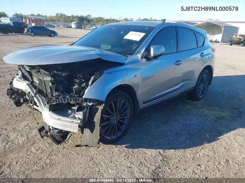 2022 Acura Rdx VIN: 5J8TC2H89NL000578 Lot: 41764096