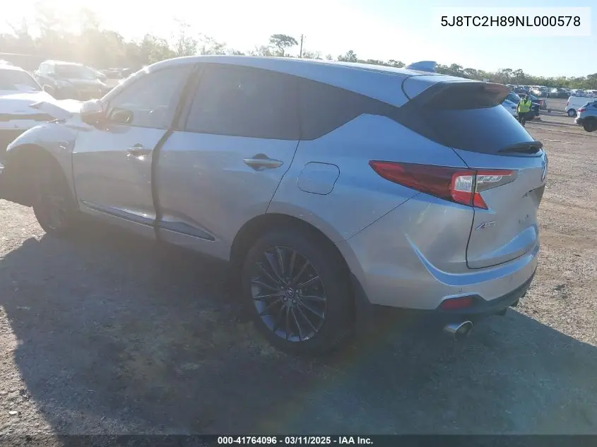 2022 Acura Rdx VIN: 5J8TC2H89NL000578 Lot: 41764096