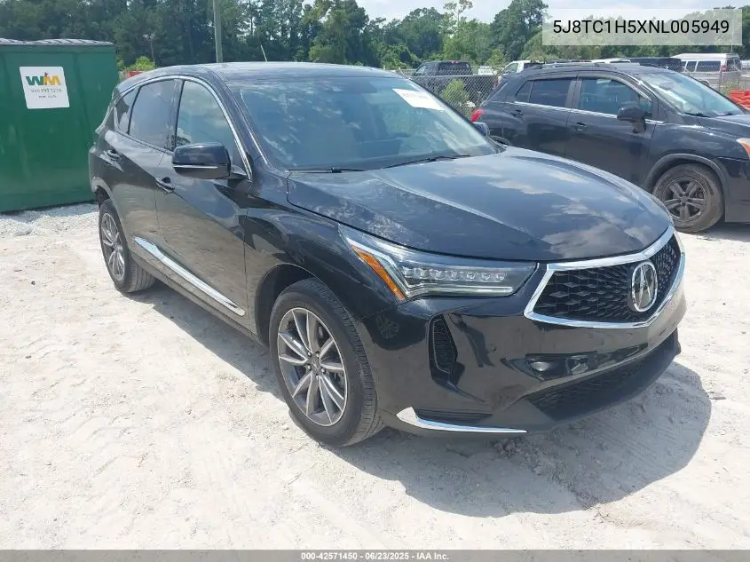 2022 Acura Rdx Technology Package VIN: 5J8TC1H5XNL005949 Lot: 42571450