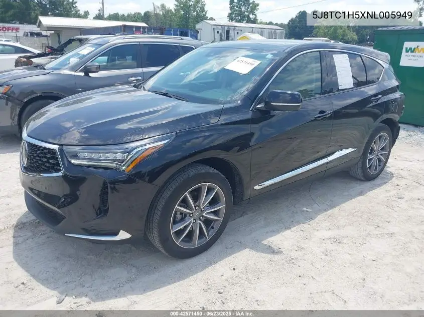 2022 Acura Rdx Technology Package VIN: 5J8TC1H5XNL005949 Lot: 42571450