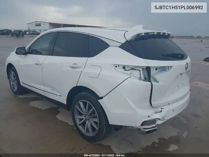 2023 Acura Rdx Technology Package VIN: 5J8TC1H51PL006992 Lot: 42722902