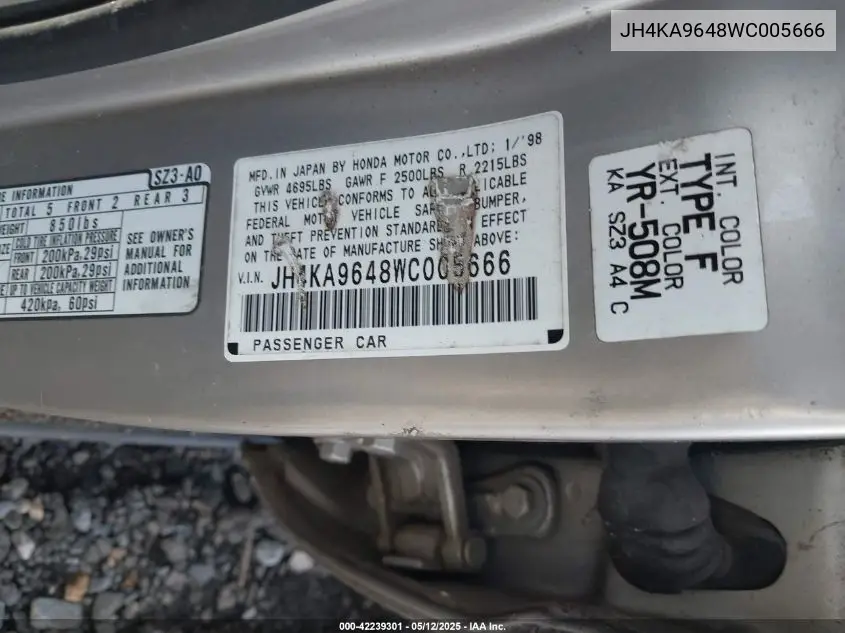 1998 Acura Rl 3.5 VIN: JH4KA9648WC005666 Lot: 42239301
