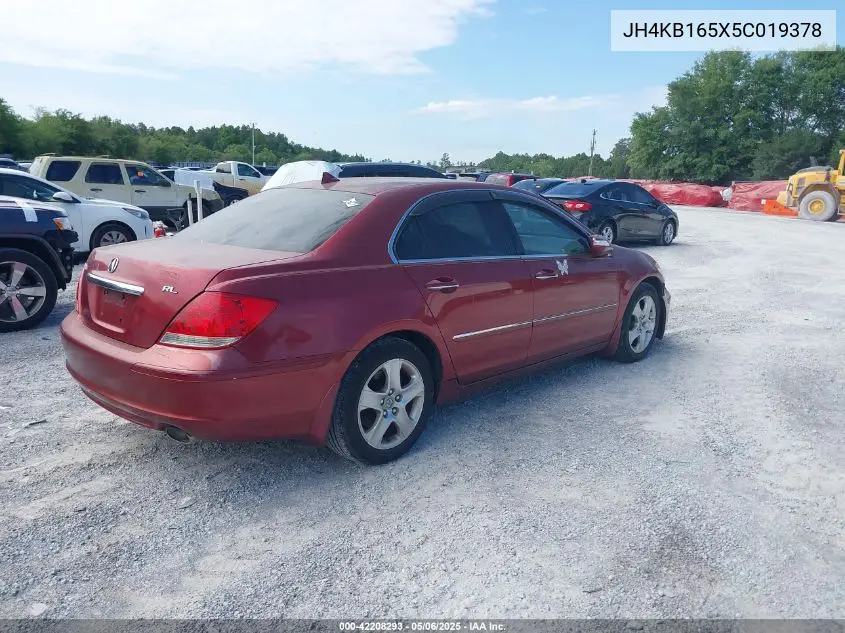 2005 Acura Rl 3.5 VIN: JH4KB165X5C019378 Lot: 42208293