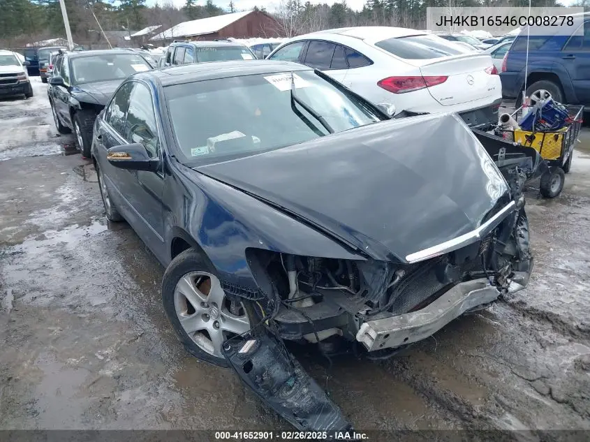 2006 Acura Rl 3.5 VIN: JH4KB16546C008278 Lot: 41652901