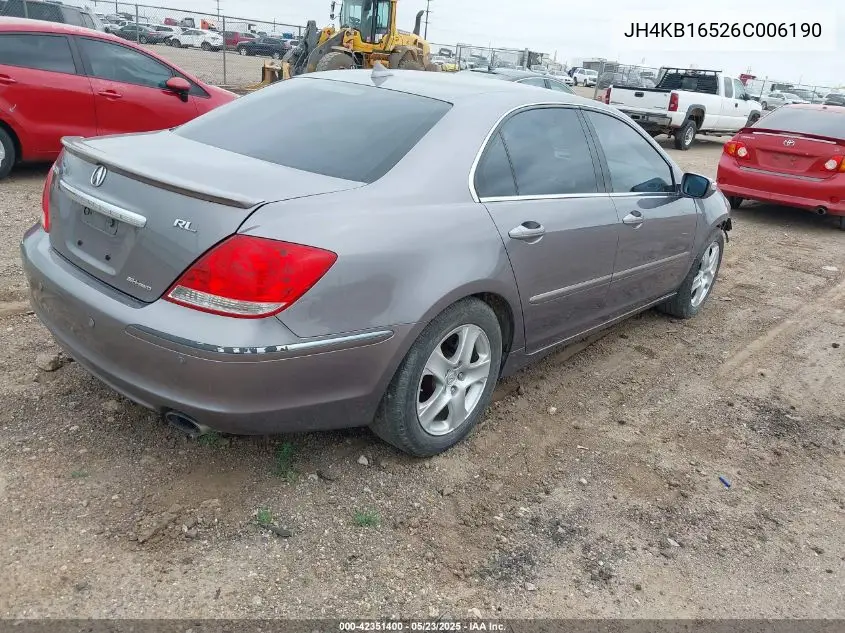 2006 Acura Rl 3.5 VIN: JH4KB16526C006190 Lot: 42351400