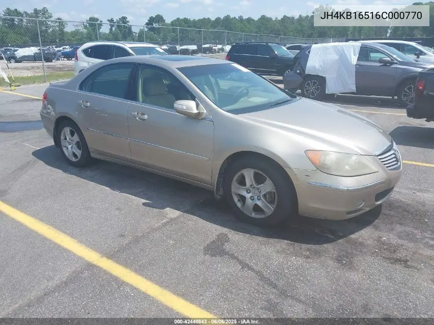 2006 Acura Rl 3.5 VIN: JH4KB16516C000770 Lot: 42440843