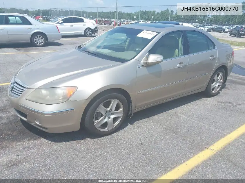 2006 Acura Rl 3.5 VIN: JH4KB16516C000770 Lot: 42440843