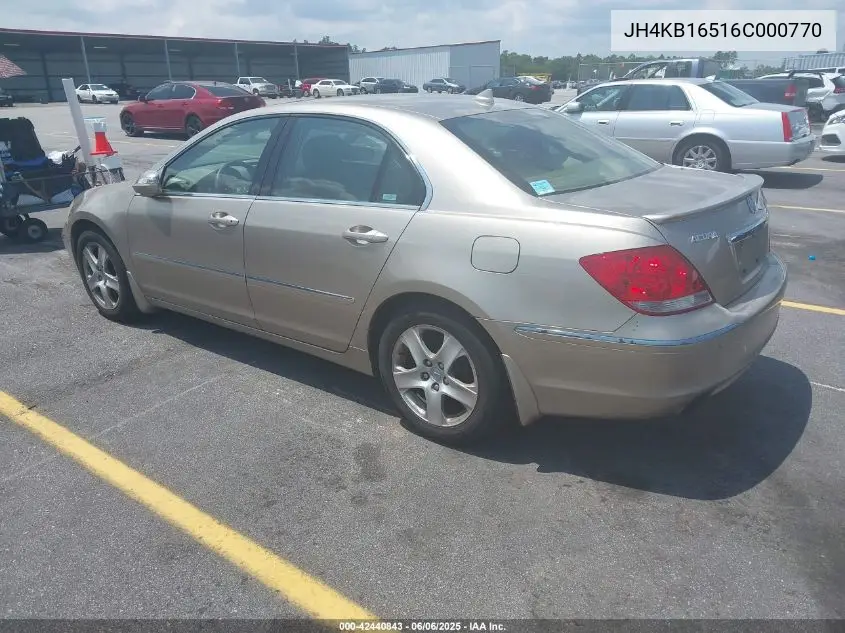 2006 Acura Rl 3.5 VIN: JH4KB16516C000770 Lot: 42440843