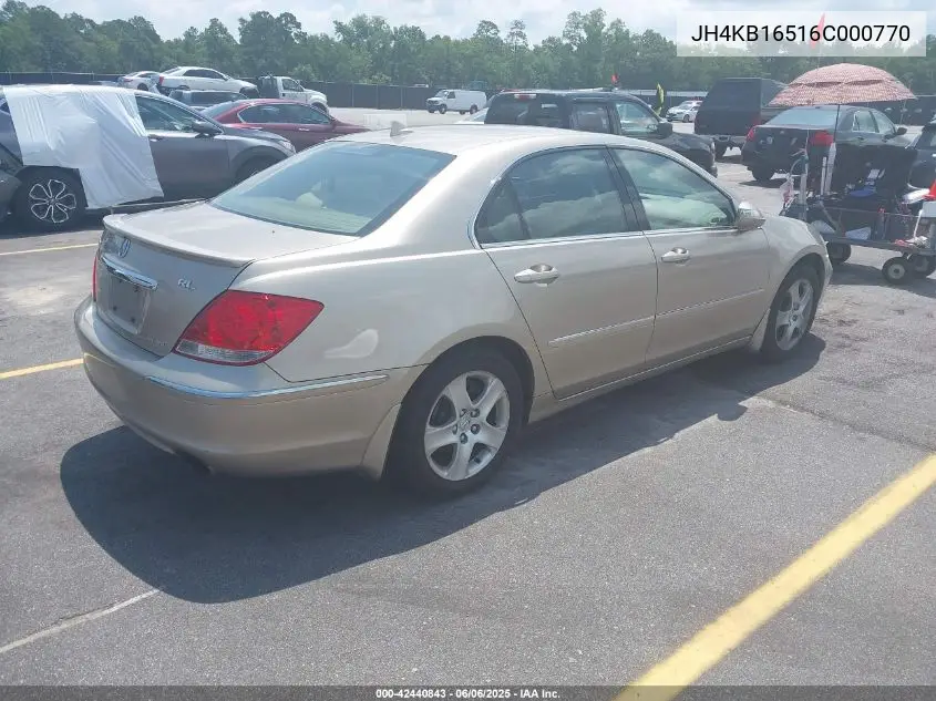 2006 Acura Rl 3.5 VIN: JH4KB16516C000770 Lot: 42440843