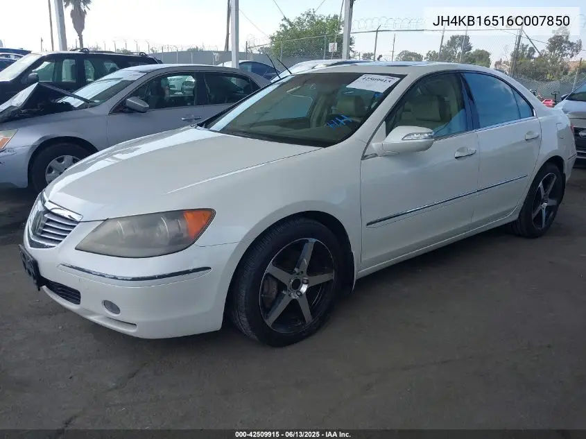 2006 Acura Rl 3.5 VIN: JH4KB16516C007850 Lot: 42509915