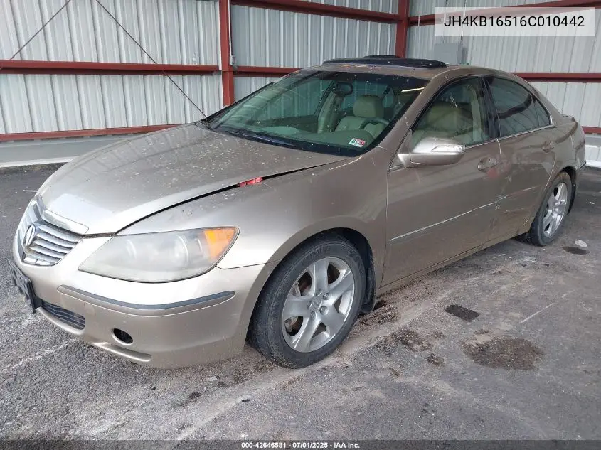 2006 Acura Rl 3.5 VIN: JH4KB16516C010442 Lot: 42646581