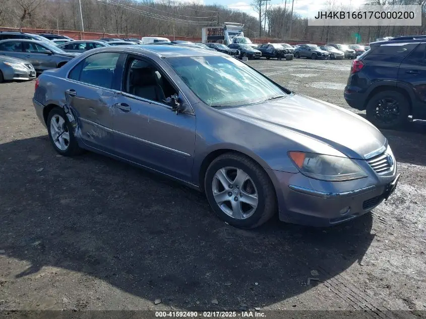 2007 Acura Rl 3.5 VIN: JH4KB16617C000200 Lot: 41592490
