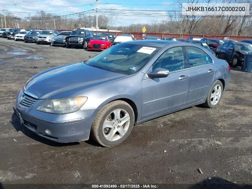 2007 Acura Rl 3.5 VIN: JH4KB16617C000200 Lot: 41592490