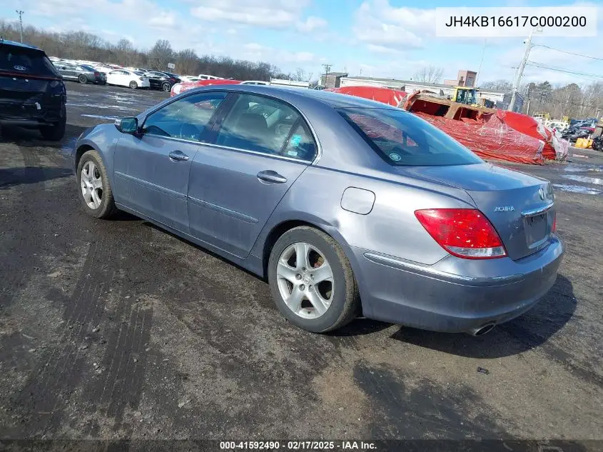 2007 Acura Rl 3.5 VIN: JH4KB16617C000200 Lot: 41592490