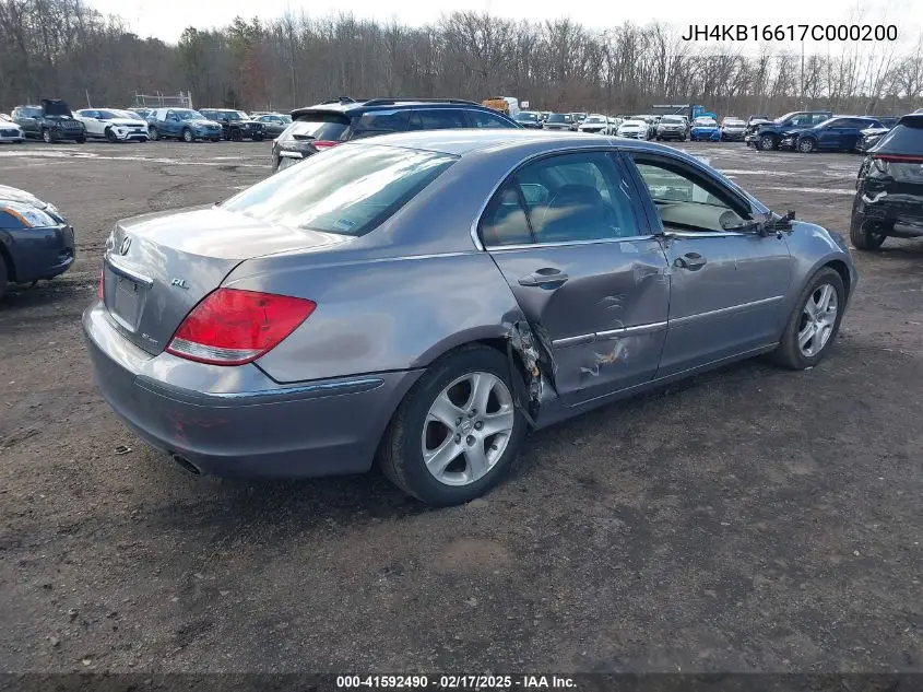 2007 Acura Rl 3.5 VIN: JH4KB16617C000200 Lot: 41592490
