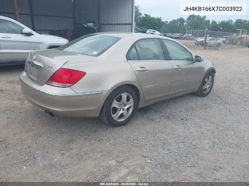 2007 Acura Rl 3.5 VIN: JH4KB166X7C003922 Lot: 42293820