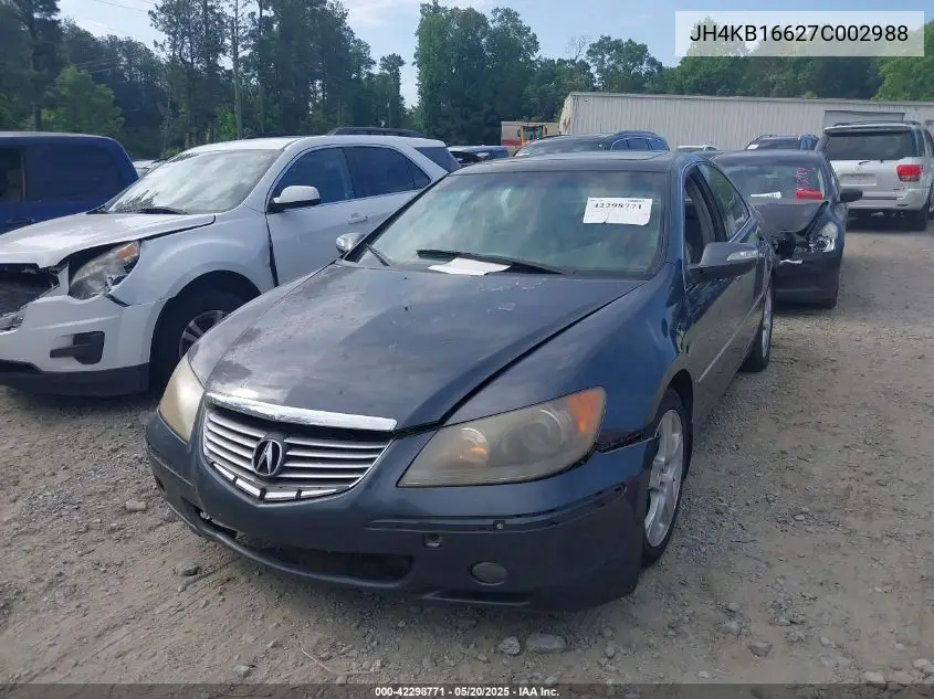 2007 Acura Rl 3.5 VIN: JH4KB16627C002988 Lot: 42298771