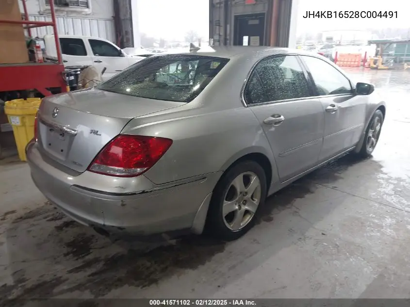 2008 Acura Rl 3.5 VIN: JH4KB16528C004491 Lot: 41571102
