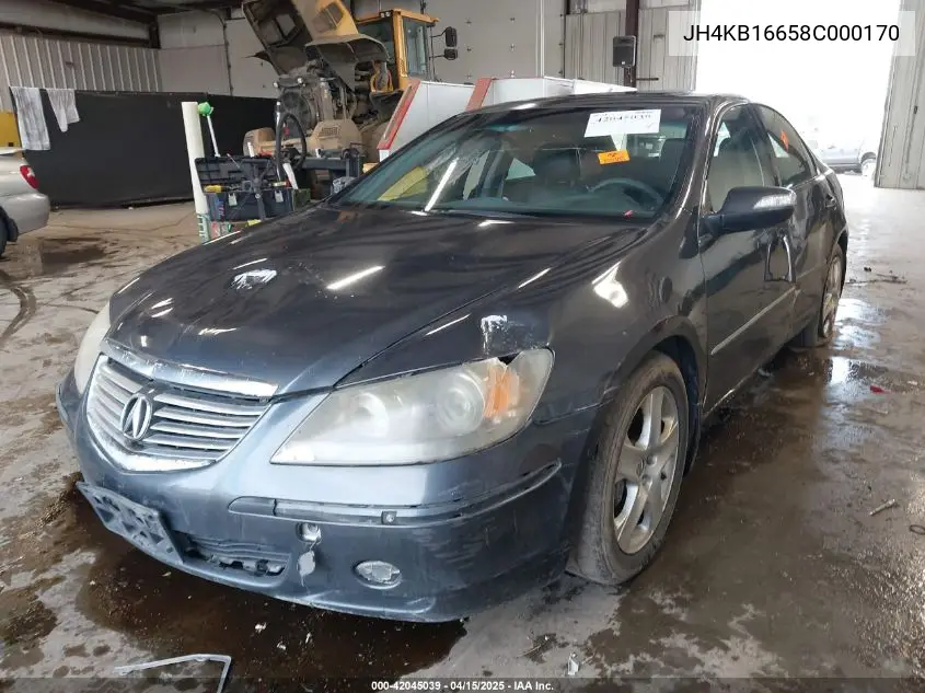 2008 Acura Rl 3.5 VIN: JH4KB16658C000170 Lot: 42045039