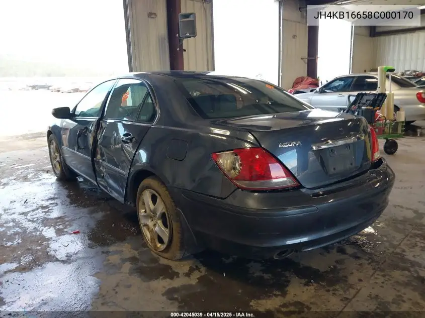 2008 Acura Rl 3.5 VIN: JH4KB16658C000170 Lot: 42045039