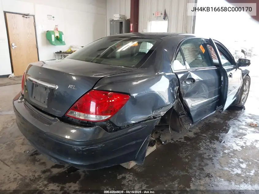 2008 Acura Rl 3.5 VIN: JH4KB16658C000170 Lot: 42045039