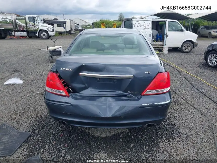 2008 Acura Rl 3.5 VIN: JH4KB16658C002744 Lot: 42304152