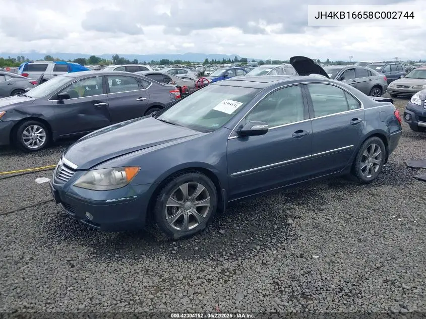 2008 Acura Rl 3.5 VIN: JH4KB16658C002744 Lot: 42304152