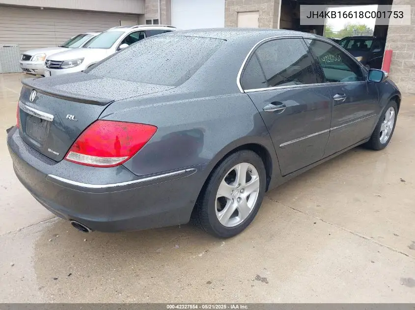 2008 Acura Rl 3.5 VIN: JH4KB16618C001753 Lot: 42327554