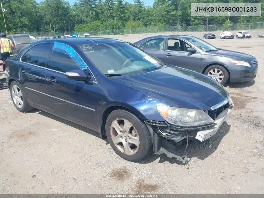 2008 Acura Rl 3.5 VIN: JH4KB16598C001233 Lot: 42630344