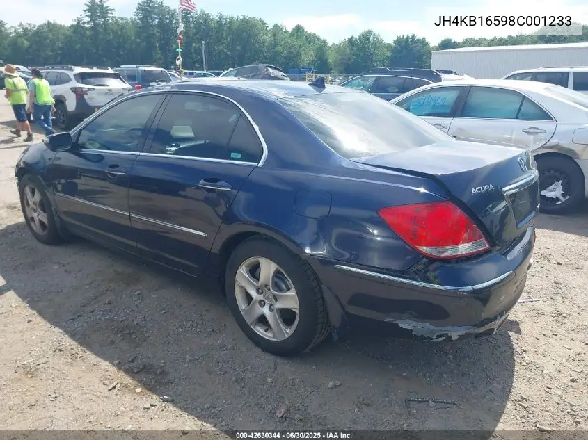 2008 Acura Rl 3.5 VIN: JH4KB16598C001233 Lot: 42630344