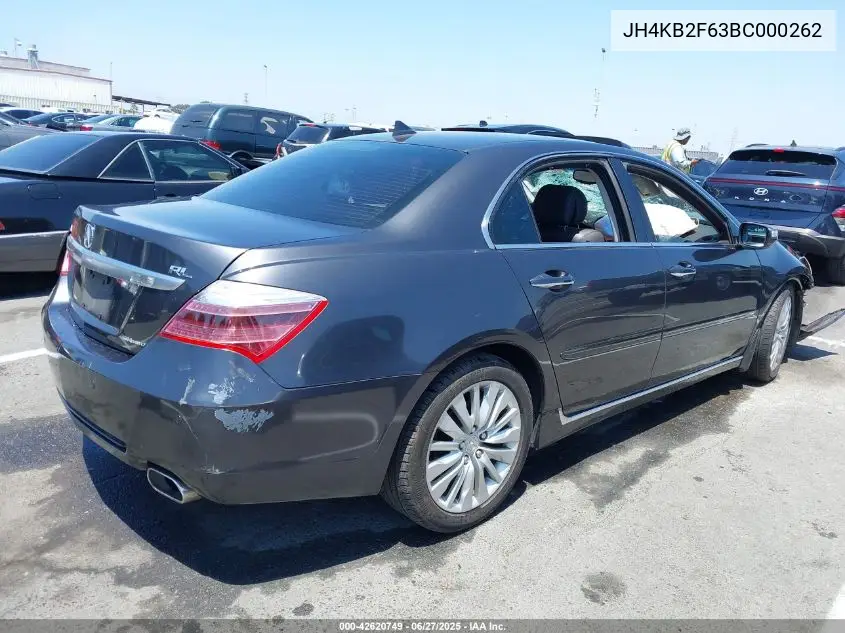 2011 Acura Rl 3.7 VIN: JH4KB2F63BC000262 Lot: 42620749