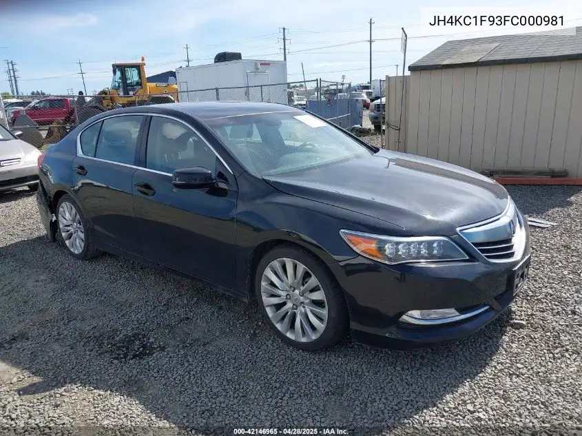 2015 Acura Rlx VIN: JH4KC1F93FC000981 Lot: 42146965