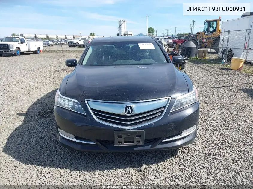 2015 Acura Rlx VIN: JH4KC1F93FC000981 Lot: 42146965