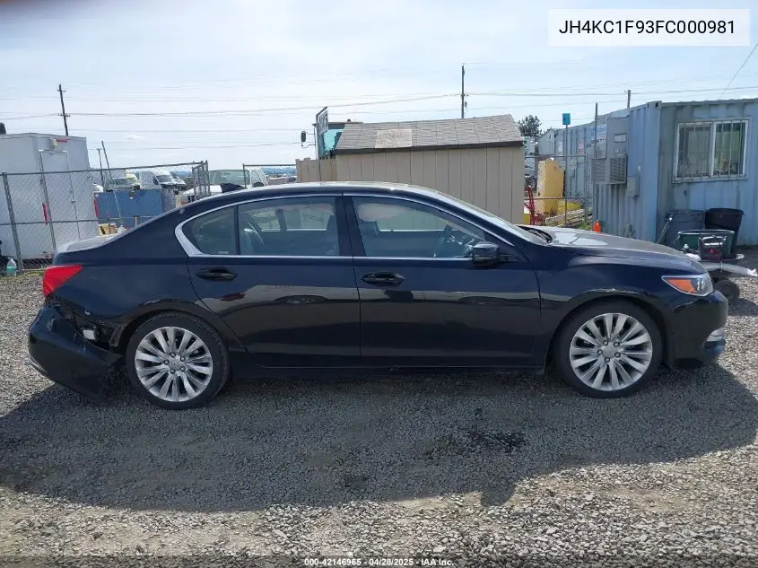2015 Acura Rlx VIN: JH4KC1F93FC000981 Lot: 42146965