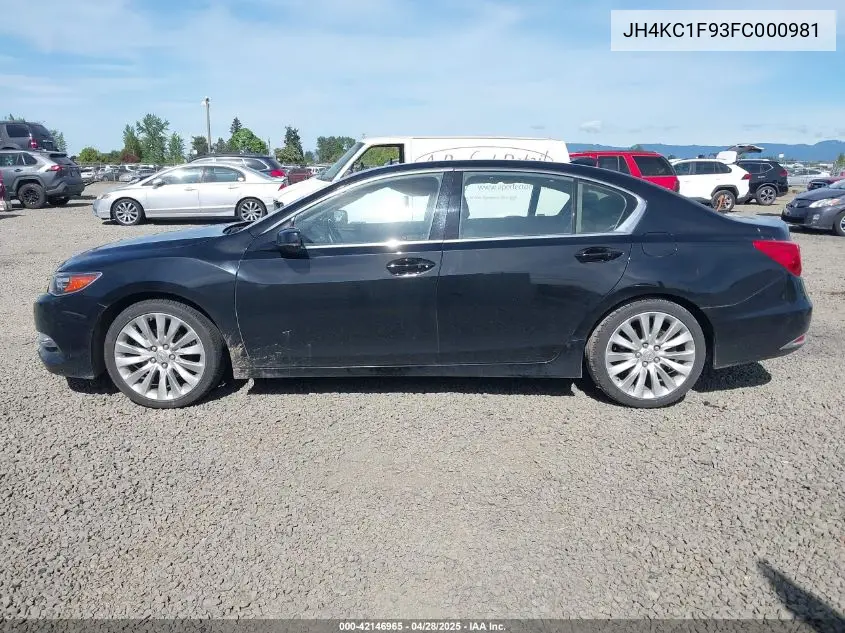 2015 Acura Rlx VIN: JH4KC1F93FC000981 Lot: 42146965