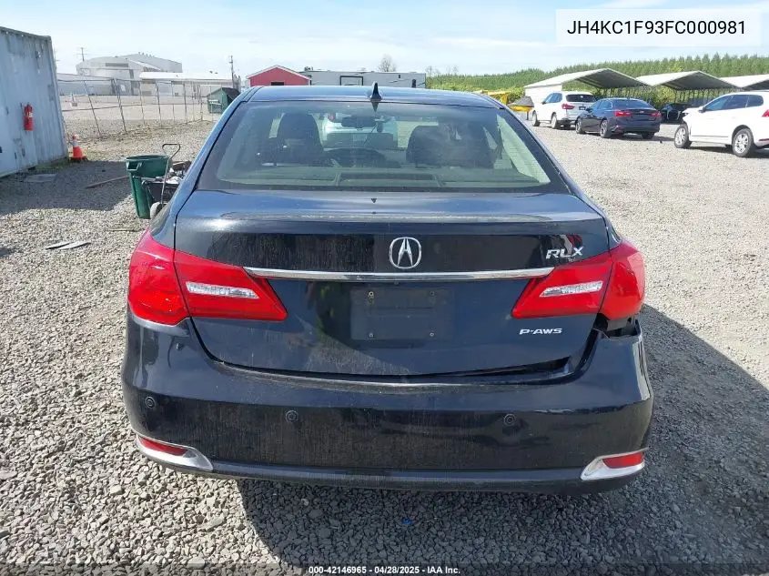2015 Acura Rlx VIN: JH4KC1F93FC000981 Lot: 42146965