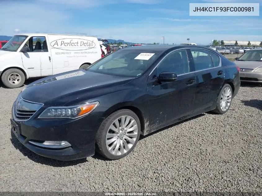 2015 Acura Rlx VIN: JH4KC1F93FC000981 Lot: 42146965